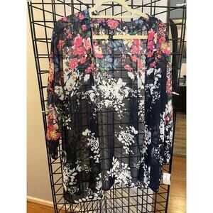 NWT Roz & Ali Floral Kimono Sz XLP